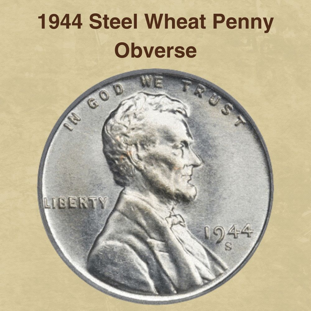 1944-S Steel Cent close-up showing silver-gray zinc-plated steel surface with magnet attracted to coin