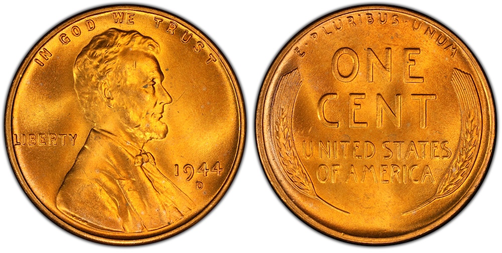1944-D over S over-mintmark close-up under magnification showing D stamped over S with S traces visible beneath